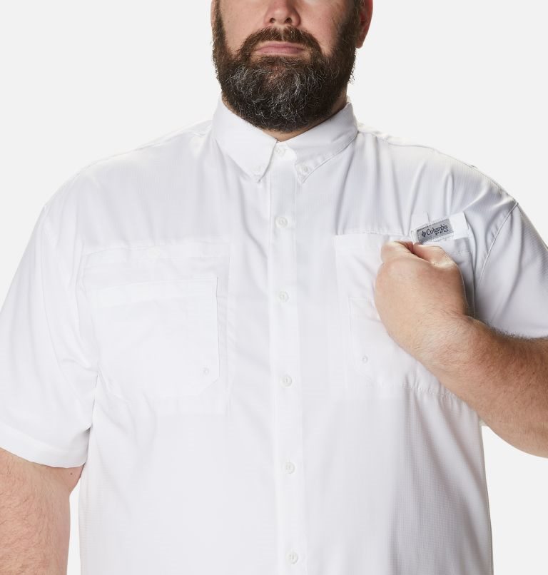 Men's Columbia PFG Tamiami II Short Sleeve Shirts White | Plus Size CA-SA861